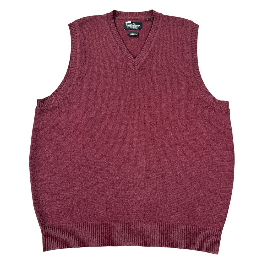 Evergreen ExpertWares Mens M 100% Lambswool Sweater Vest Burgundy V-Neck